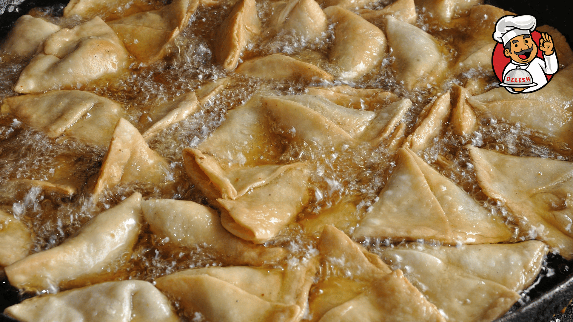 Frying the Samosas