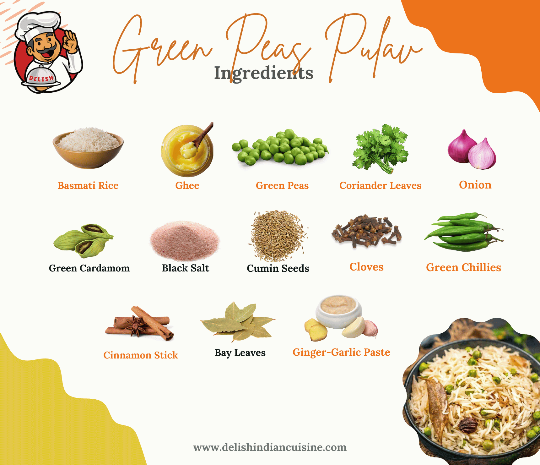 Green Peas Pulav Ingredients