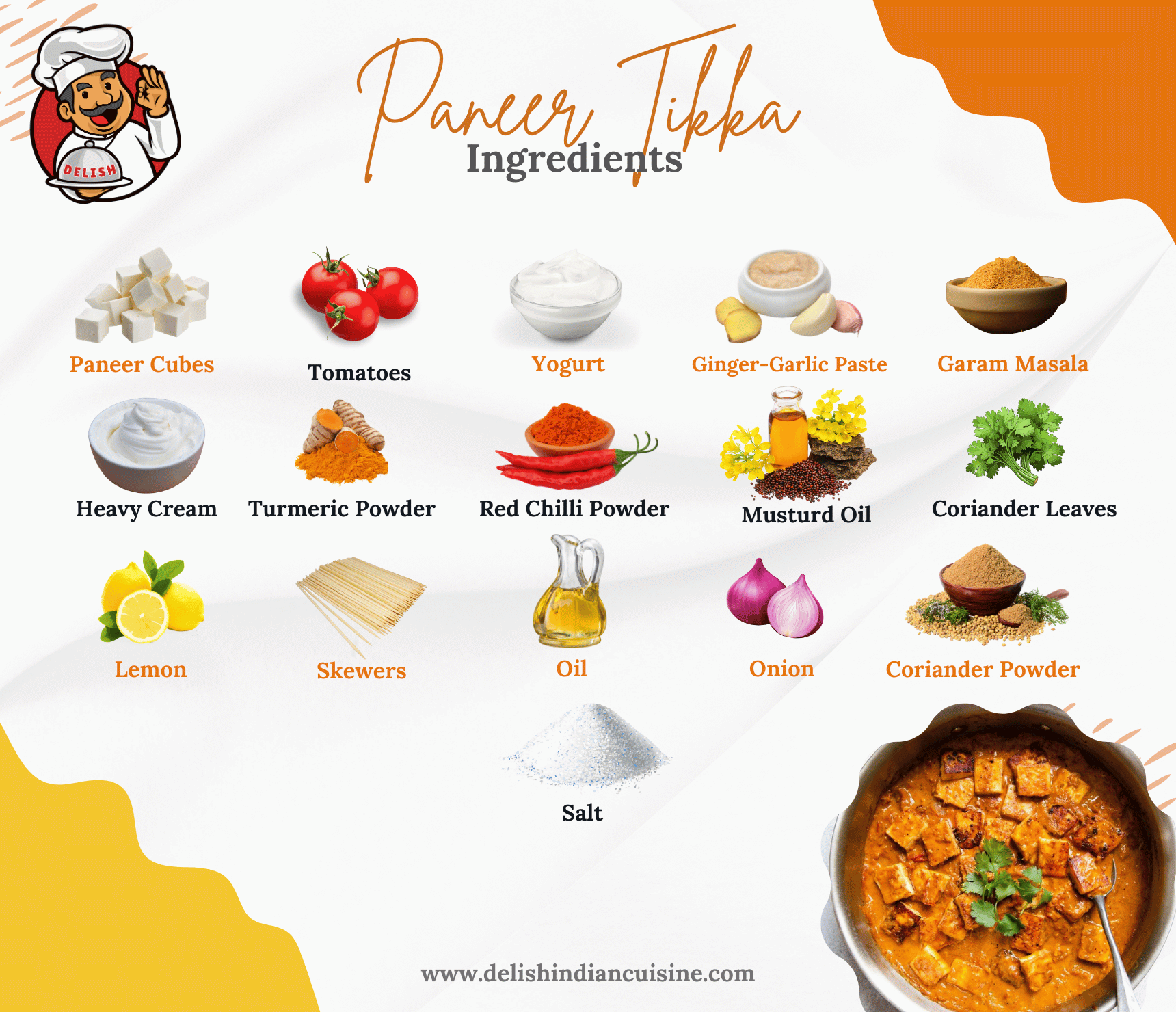 Paneer Tikka Masala Ingredients